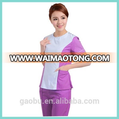 Two Pockets Nurse Uniform Designs Women Beauty Salon Uniform