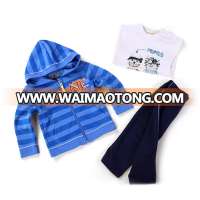 Navy Blue Baby Boys Printed Three Pcs Clothing Sets