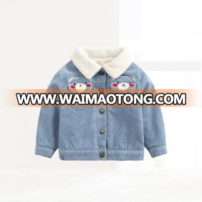 wholesale Long Sleeve Turn Down Collar boys Winter jacket  corduroy kids clothes berber fleece children winter coats