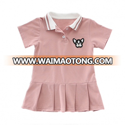 Short Sleeve Polo Dress With Dog Embroidery