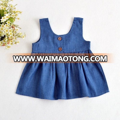 Baby Girls Blue Dress 100% Cotton OEM Design