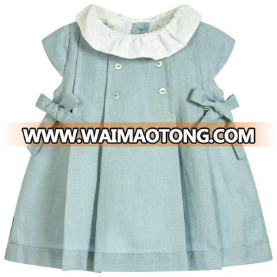 Smocked Baby Dress with Cap Sleeves and Bowknot